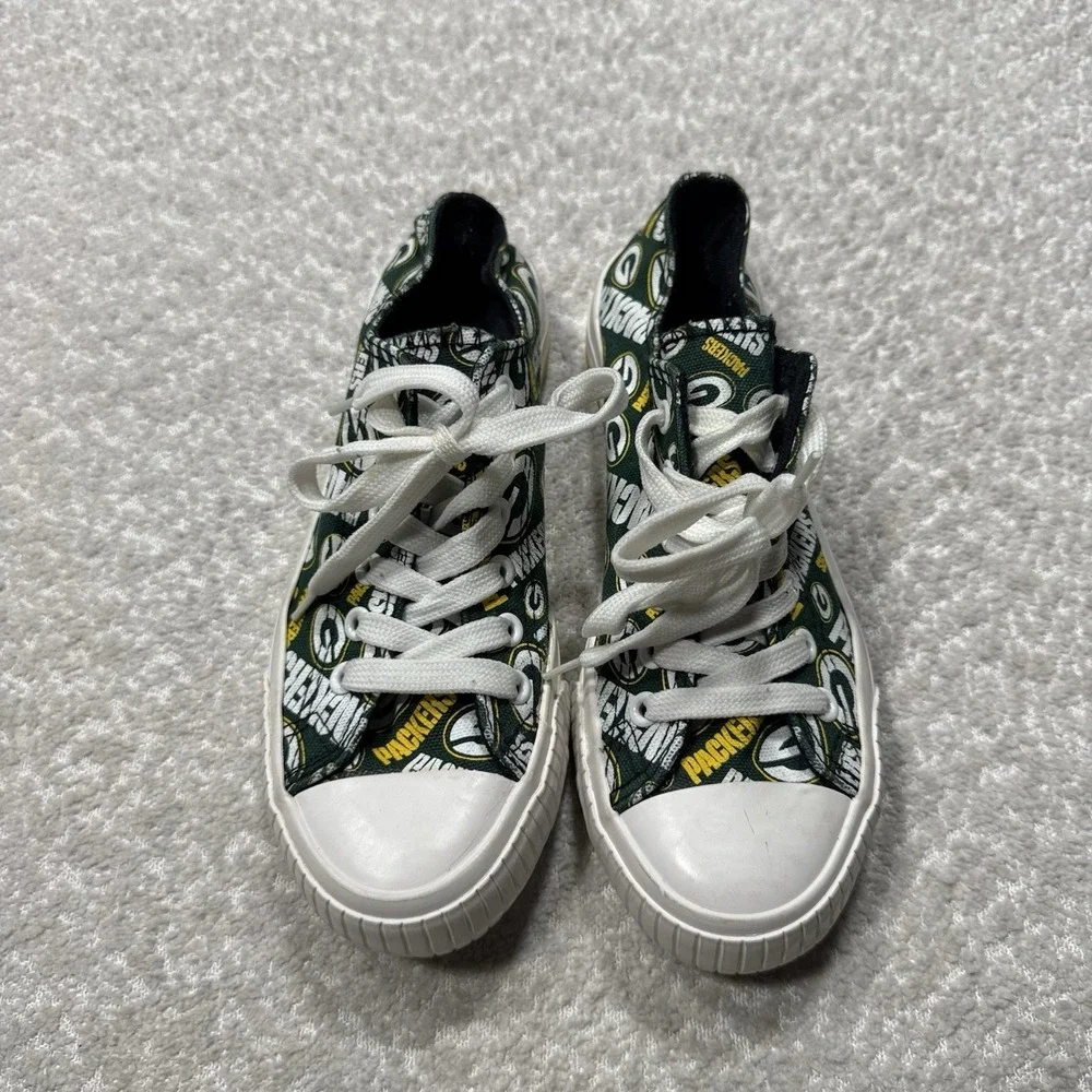 FOCO Women's Sneakers NFL Green Bay Packers Lace Up Low Top Football Sz 7